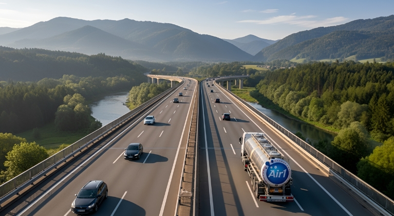 Adblue truck on the motorway 