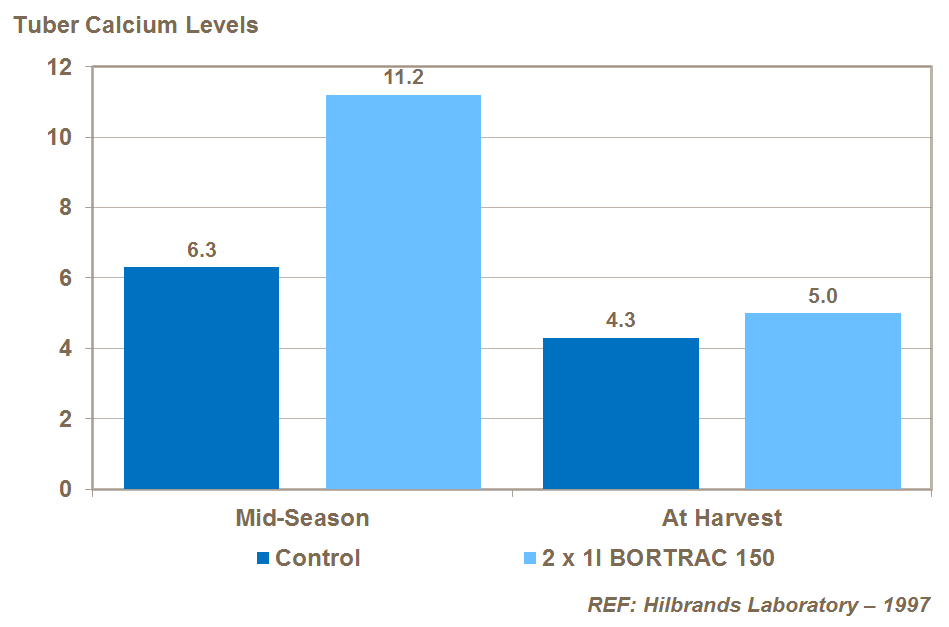 boron and calcium level in potatoes